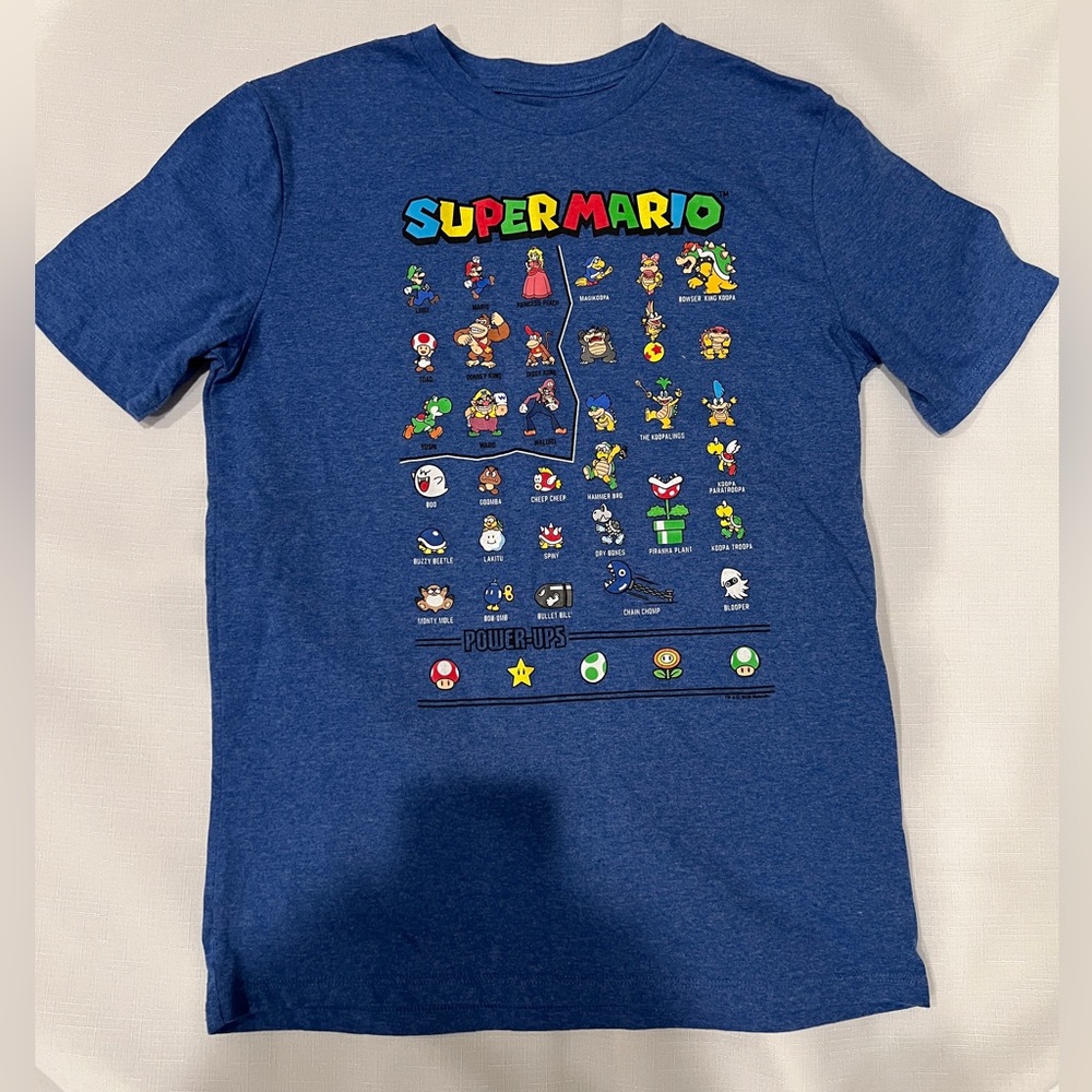 GAP Super Mario Kids XXL Blue Graphic Tee Tshirt Colorful Fun Cartoon